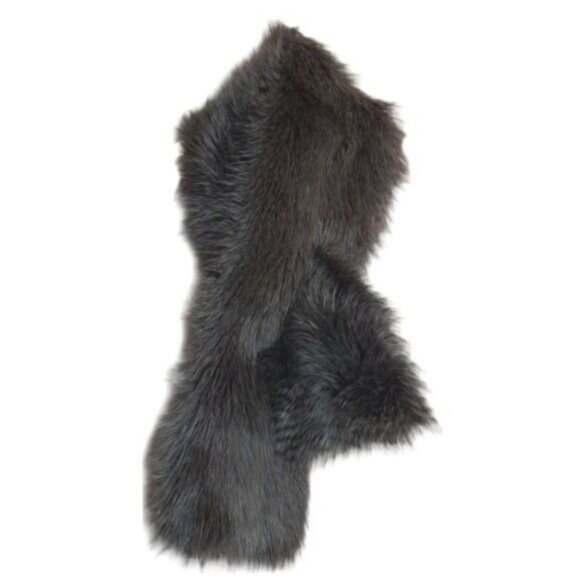CLUB MONACO Faux Fur & Silk Lining Scarf Grey Sz O/S - Picture 1 of 6
